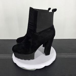 Onlymaker Black Suede Platform Ankle Boots Chunky Block Heel Lug Sole Shoes 11